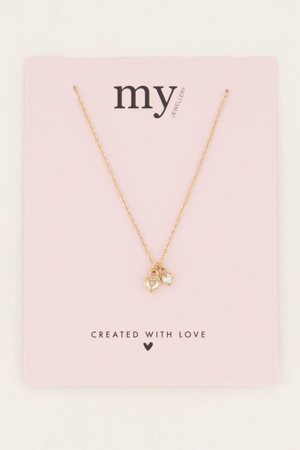 Two rhinestone heart necklace