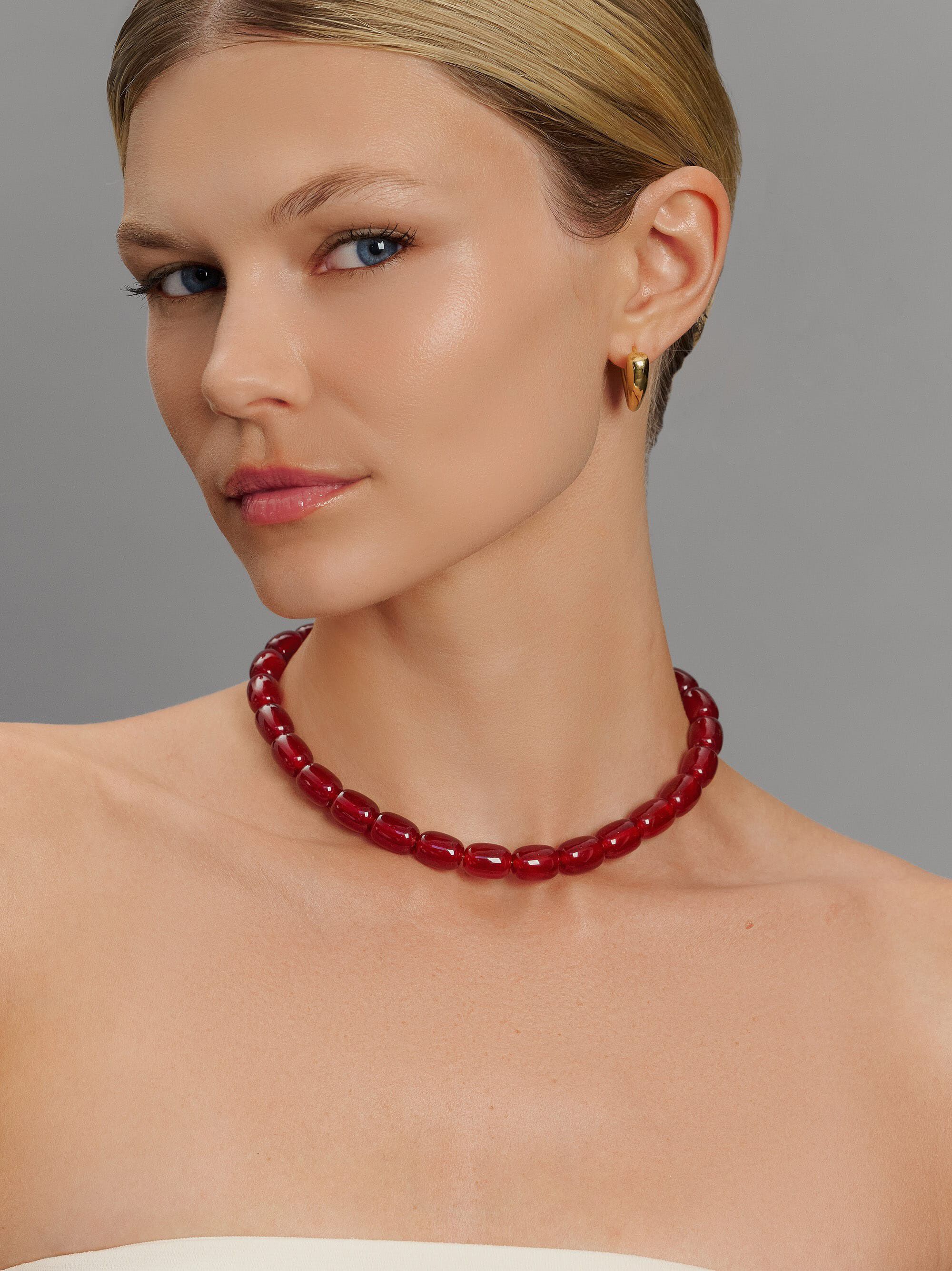 Women's Red Agate Beaded Necklace