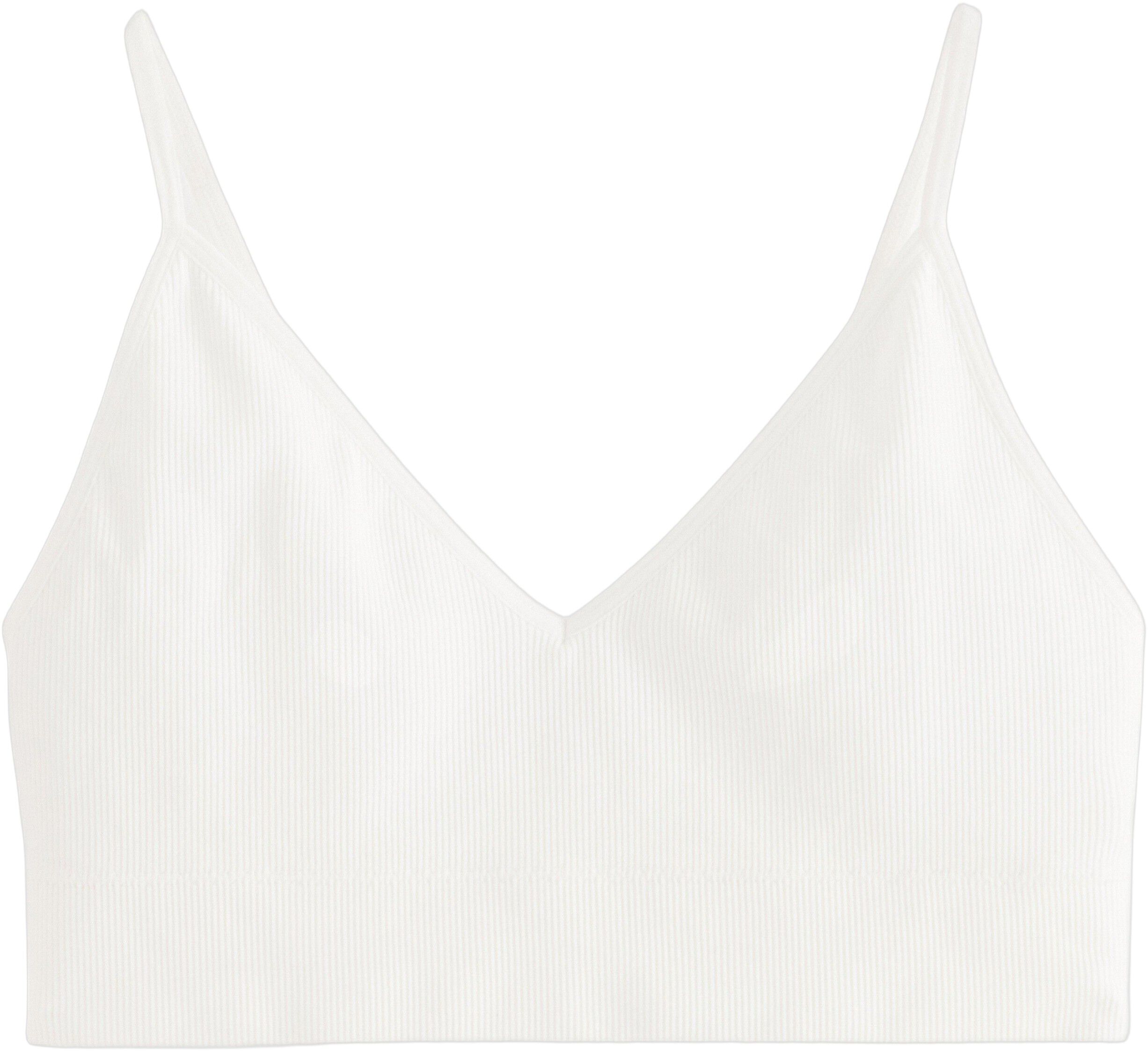 Myk ribbet bh uten s&oslash;mmer med v-ringning