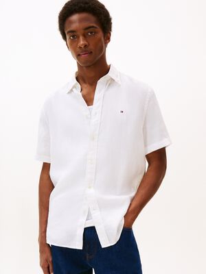 Regular Fit Washed Linen Short Sleeve Shirt