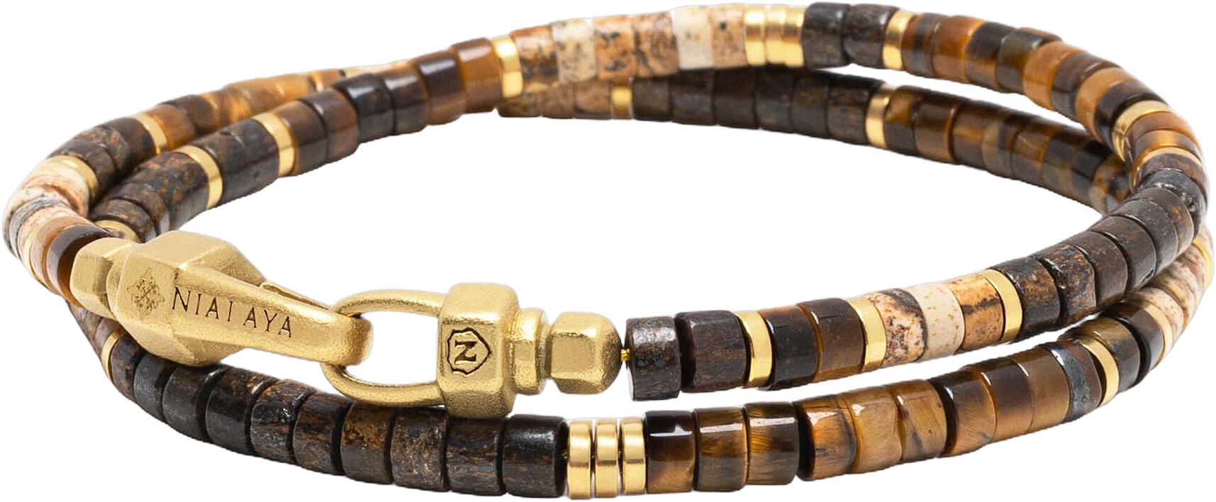 Brown Tiger Eye Heishi Wrap Bracelet