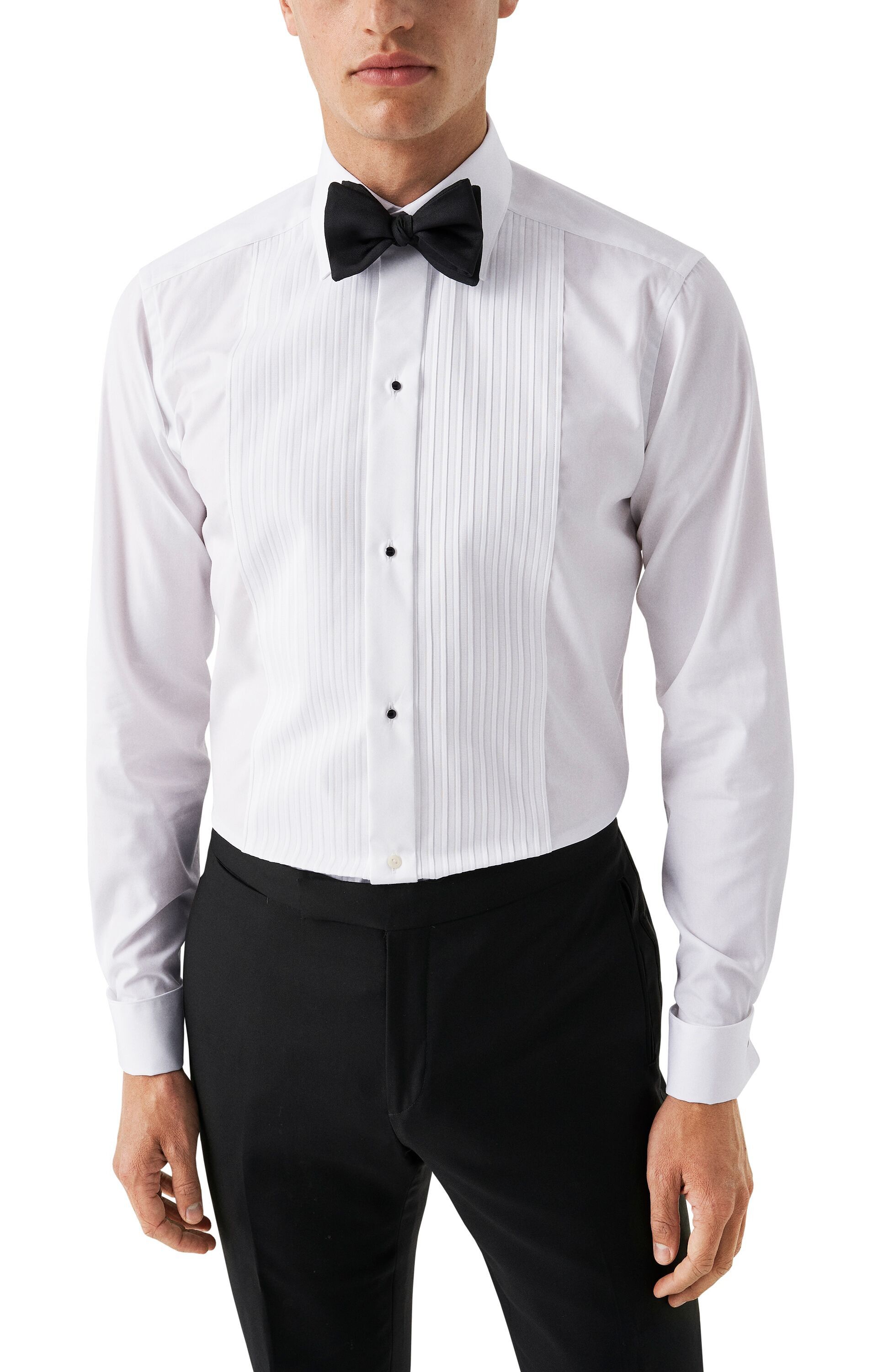 Pliss&eacute; black tie shirt - Slim Fit