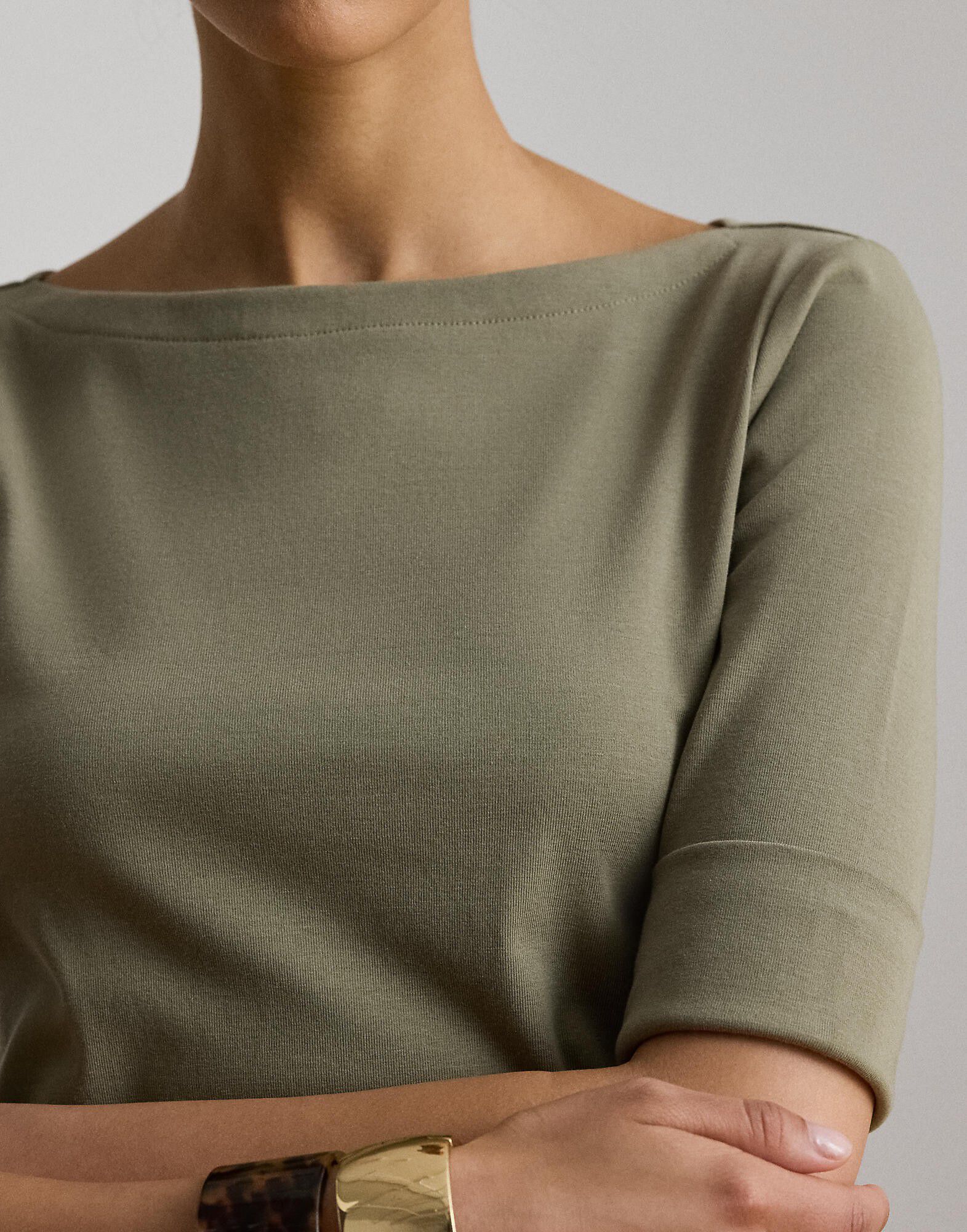 Stretch Cotton Boatneck Tee