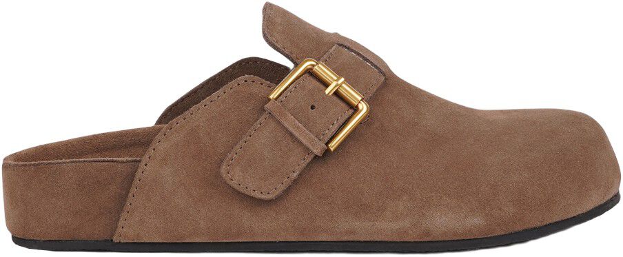 KAMAKURA - SILK COW SUEDE MULES WITH BUCKLE