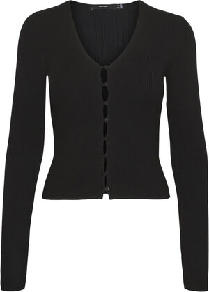 VMGOLD RIB LS V-NECK BUTTON PULLOVE