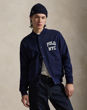 Fleece Graphic Baseball Jacket