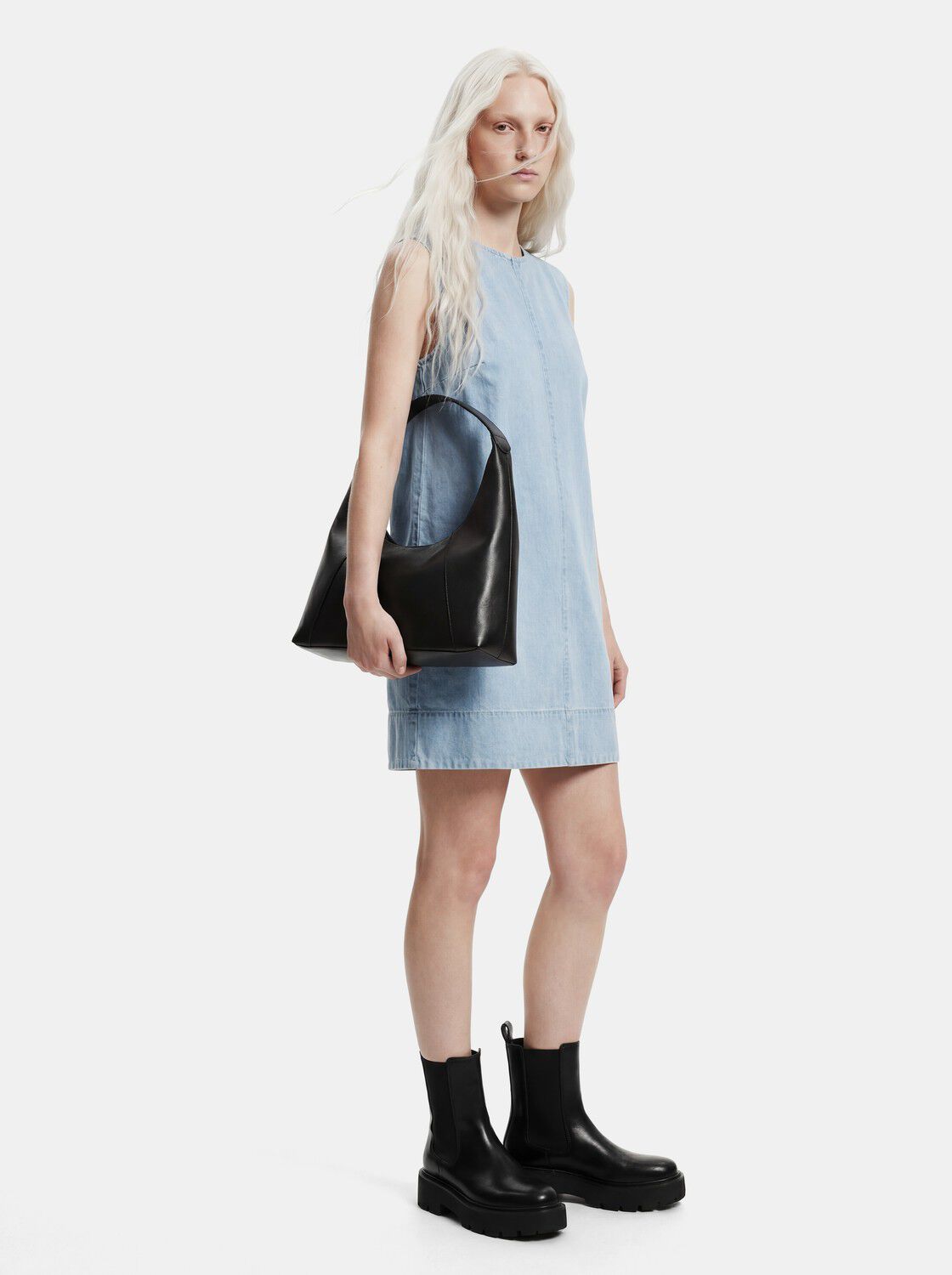 Pcflora Sl Mini Denim Dress Noos