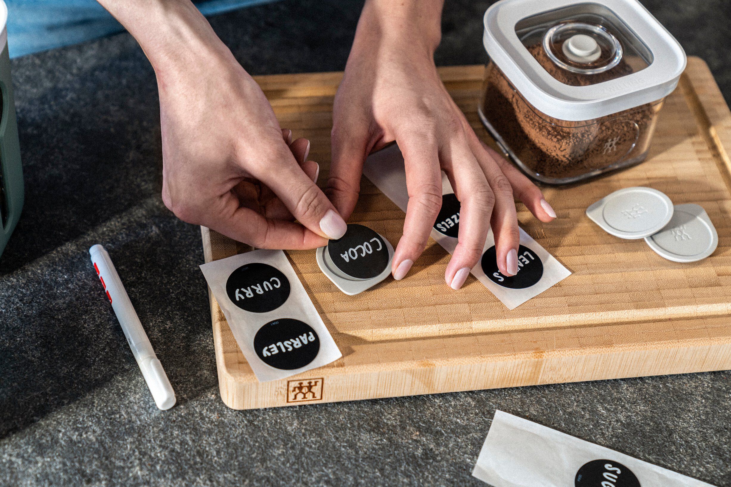 Fresh & Save CUBE CUBE S&aelig;t Etiketholdere, 3-dele, Gr&aring;