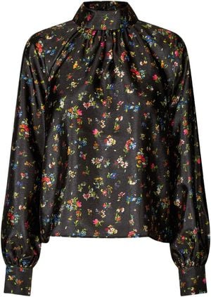 2067 Flat Textured Poly, Gathered Long Sleeve Top