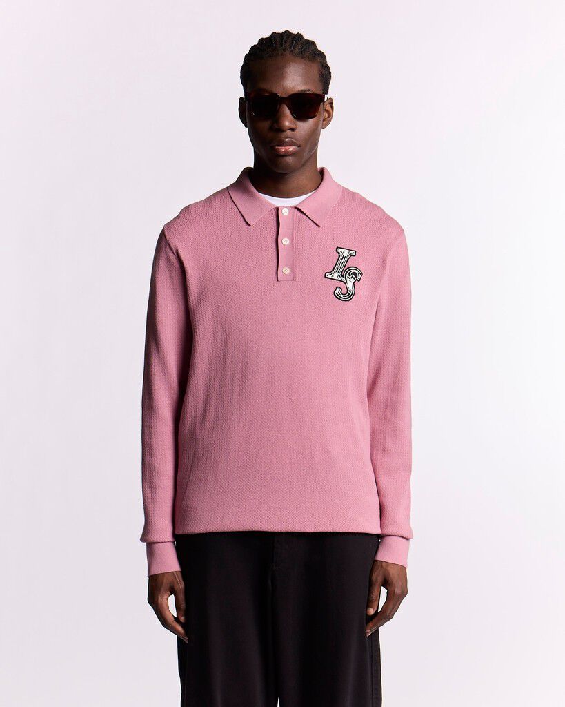 Deco Patch Long Sleeve Knitted Polo