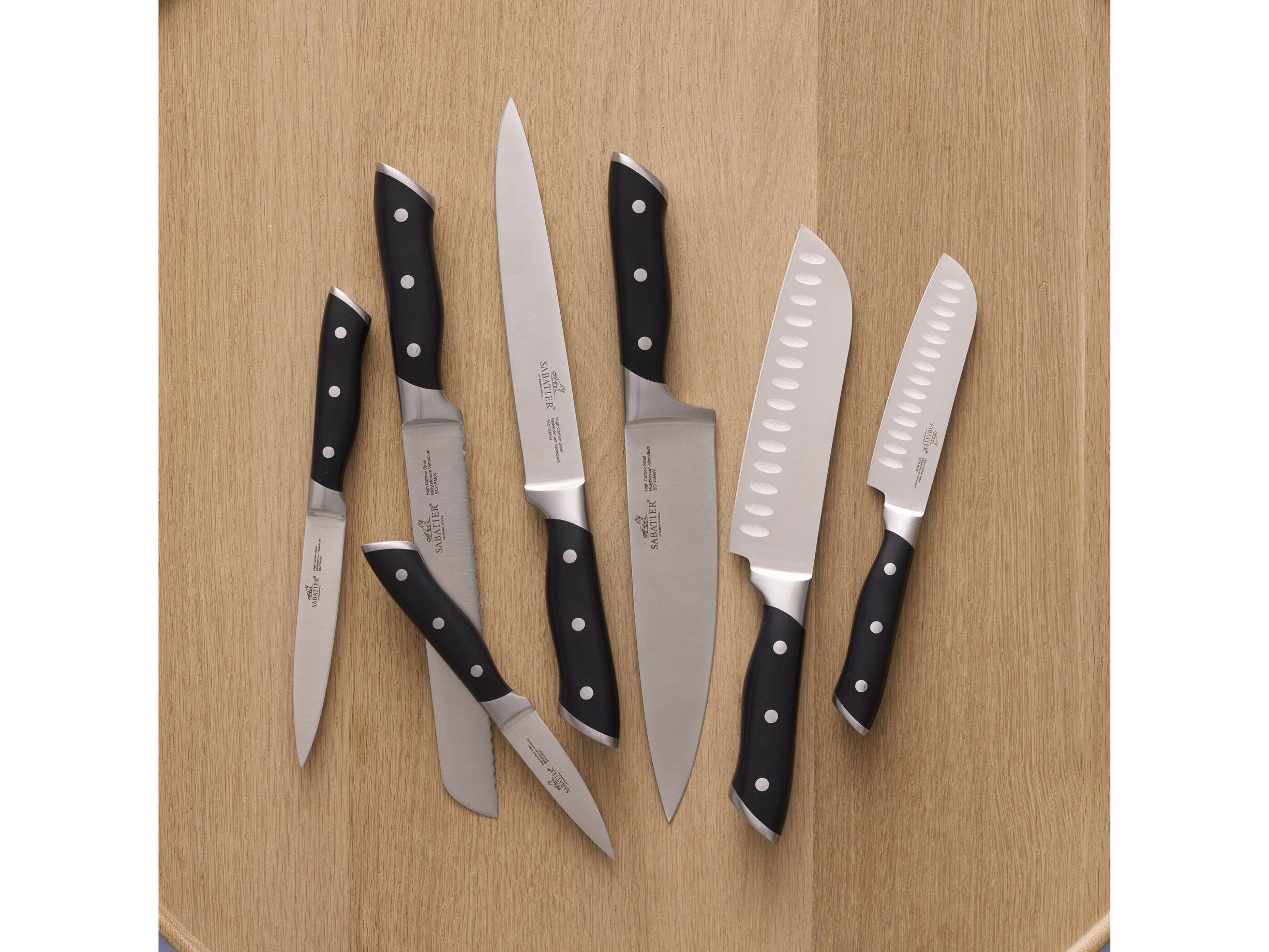 Knivsett Hercules 7 deler St&aring;l/Svart ABS