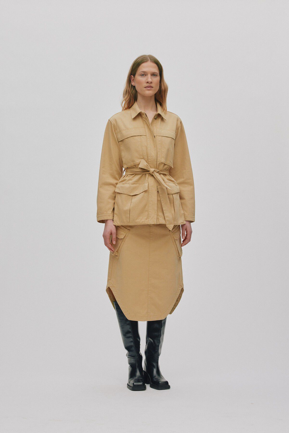 Texture canvas cargo skirt - Ambra