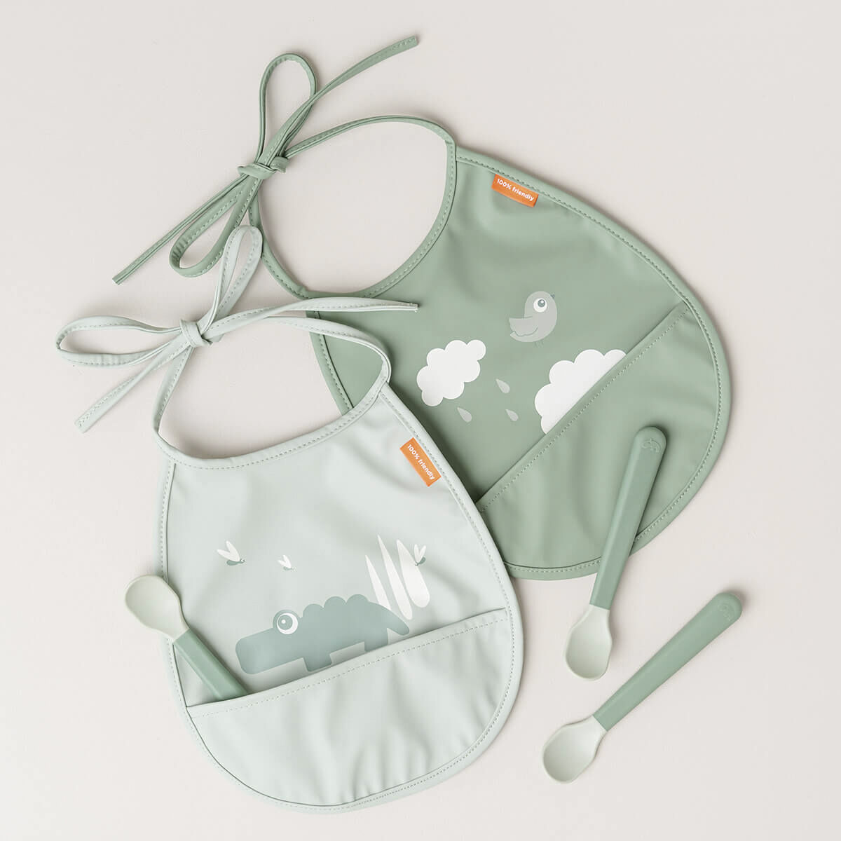 Foodie easy-grip babyske 3-pak Gr&oslash;n
