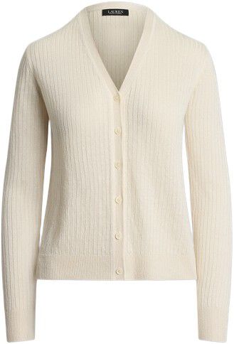 Rib-Knit Linen-Blend V-Neck Cardigan