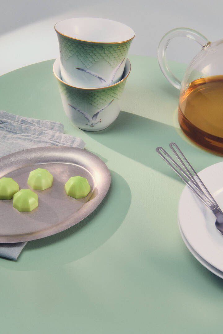 M&aring;getermokop, guld, gr&oslash;n 26 cl