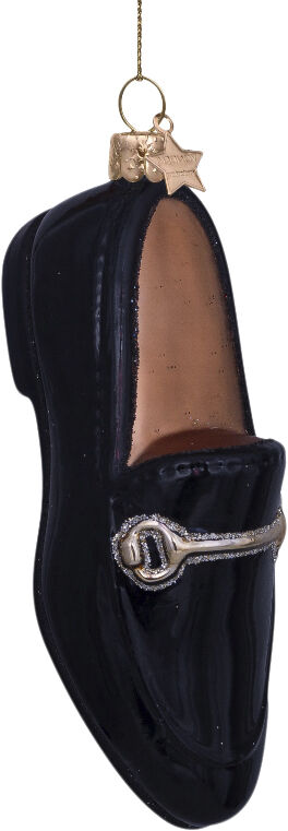 Ornament glass black gold loafer H10cm