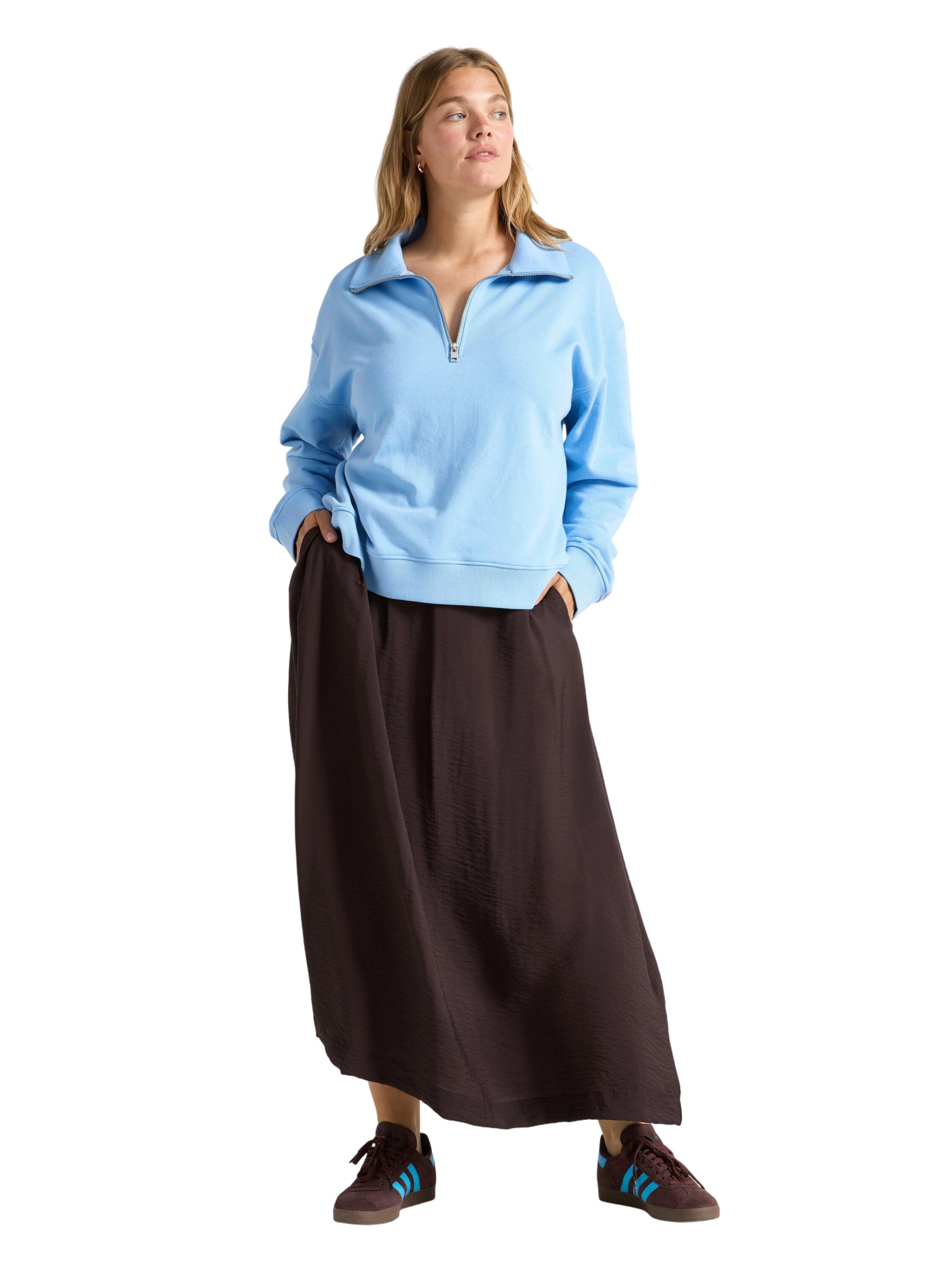 Mjuk sweatshirt med half zip och av