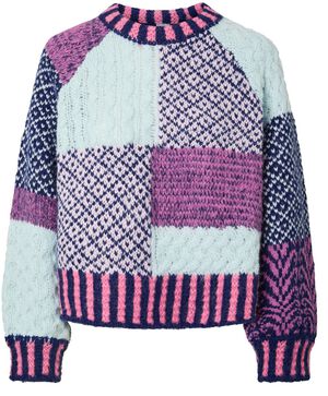 PCFUSION LS O-NECK COLORBLOCK KNIT