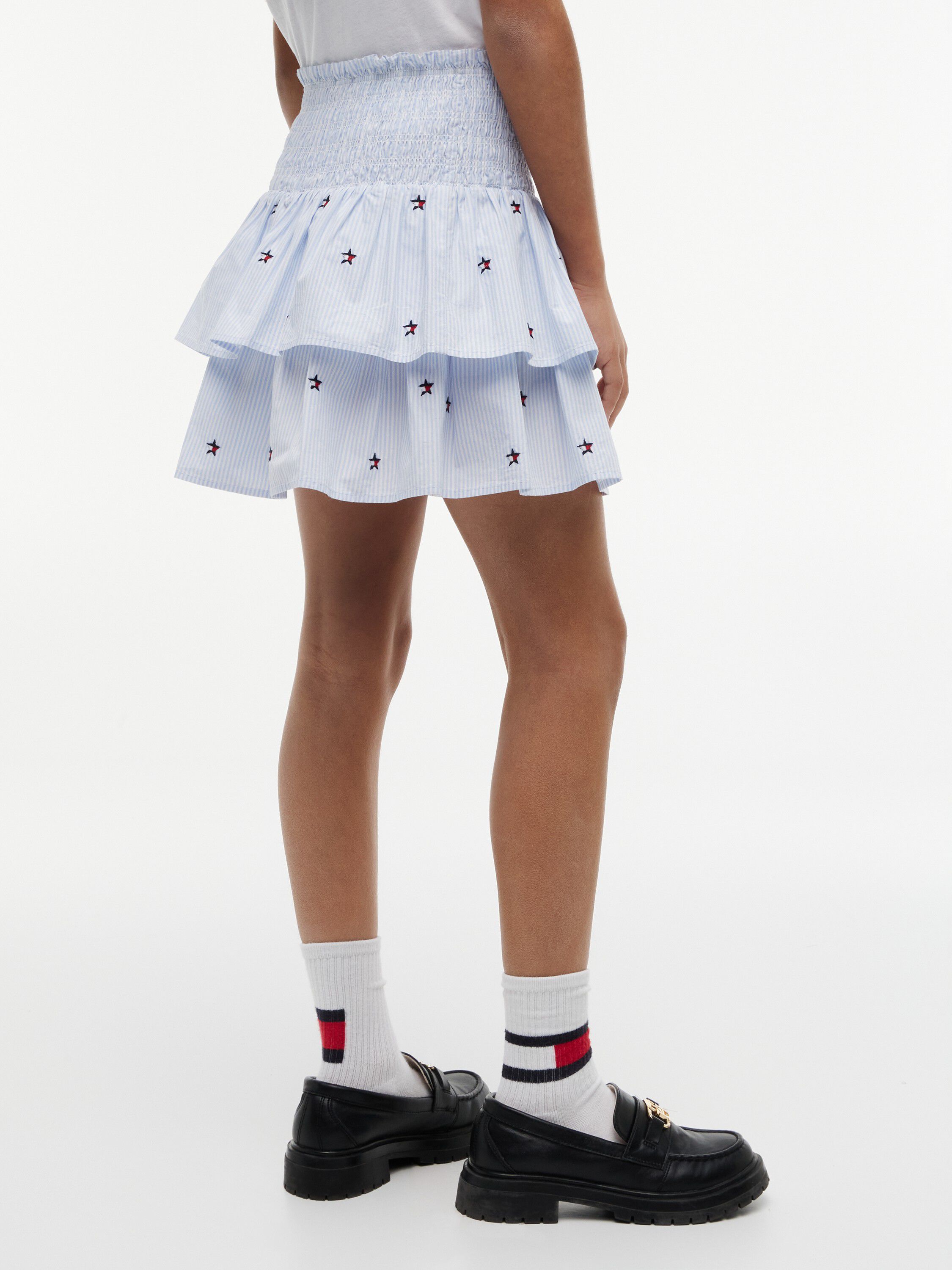 Star Flag Embroidery Stripe Tiered Skirt
