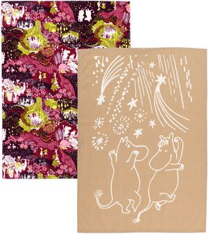 Moomin Arabia 50x70cm viskestykke sæt Festlige Øjeblikke GOTS