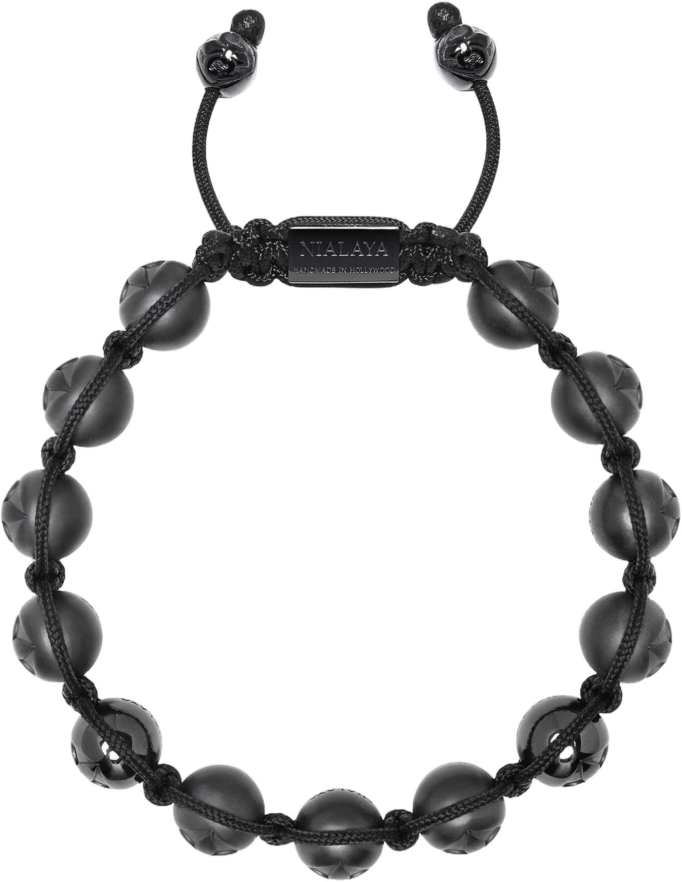 Men's Beaded Bracelet with Matte Black & Glossy Black Ceramic Beads