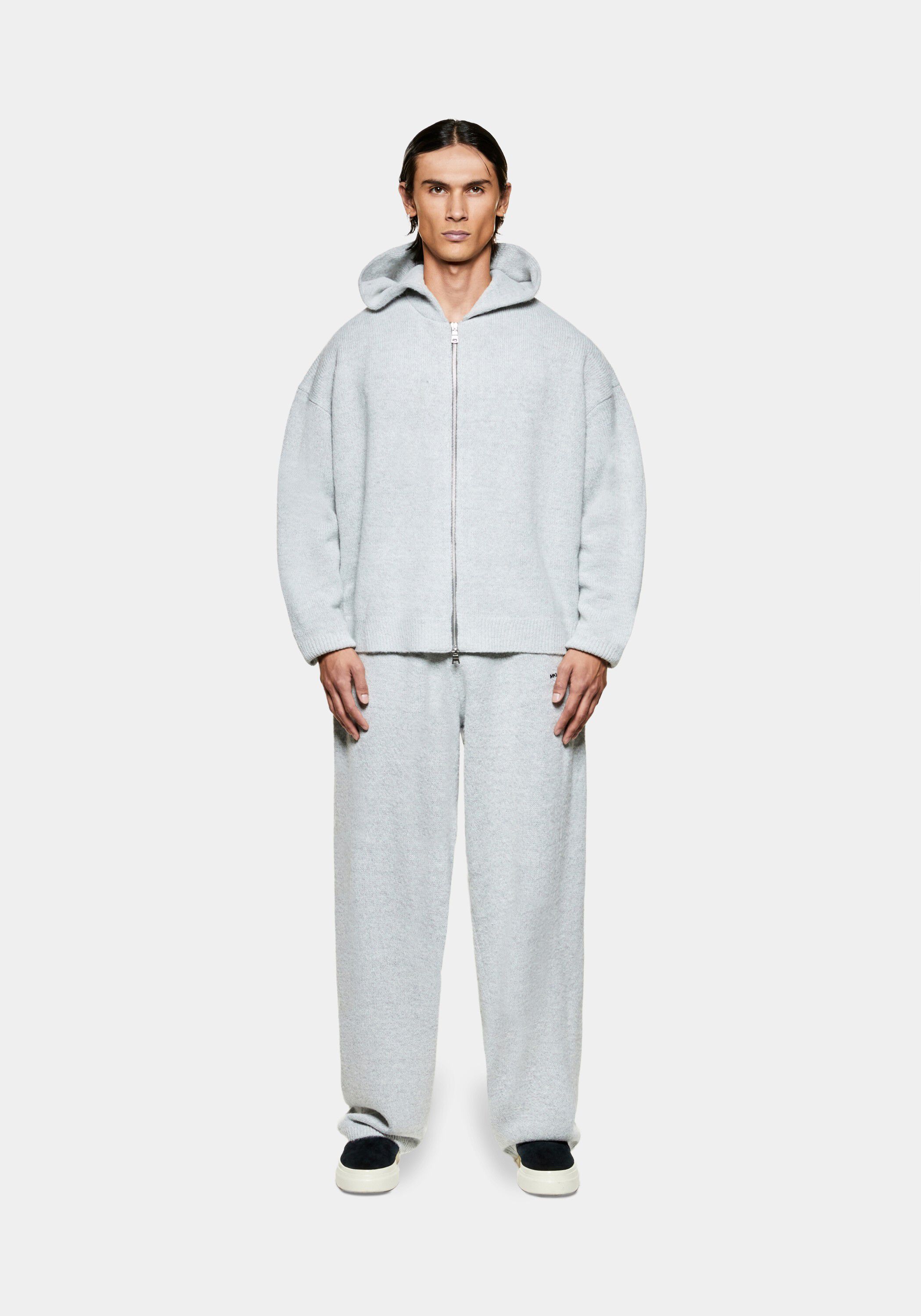 MOHAIR BLEND KNIT ZIP HOODY