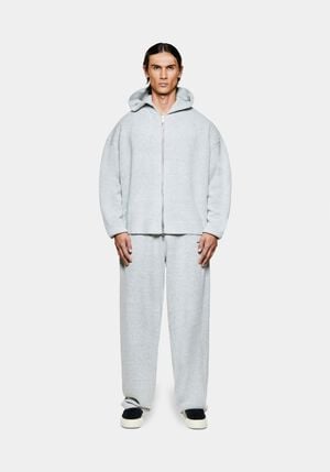 MOHAIR BLEND KNIT ZIP HOODY