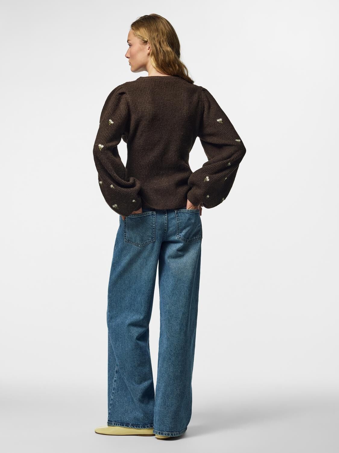 Pcsilly Ls Puff Knit Cardigan Emb Bc