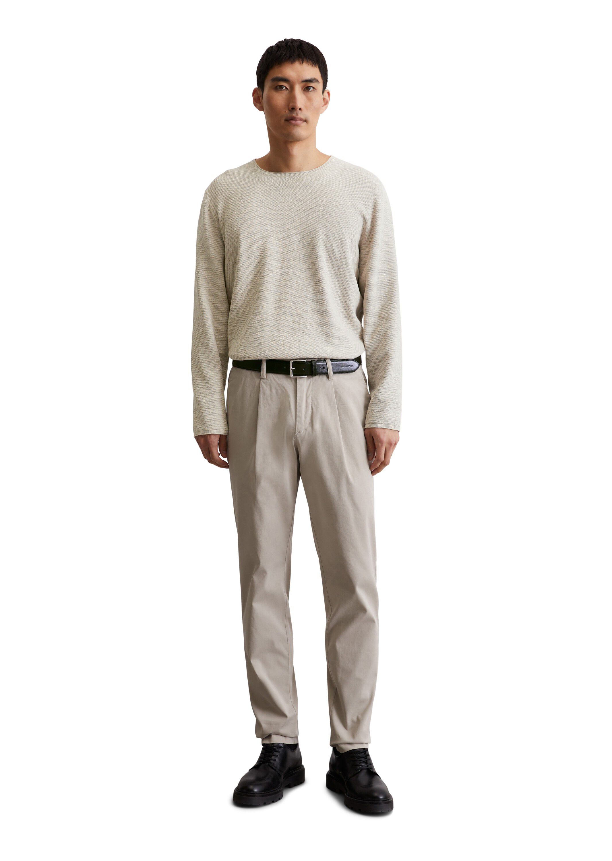 Crewneck, cotton slub, piqu&eacute; struct