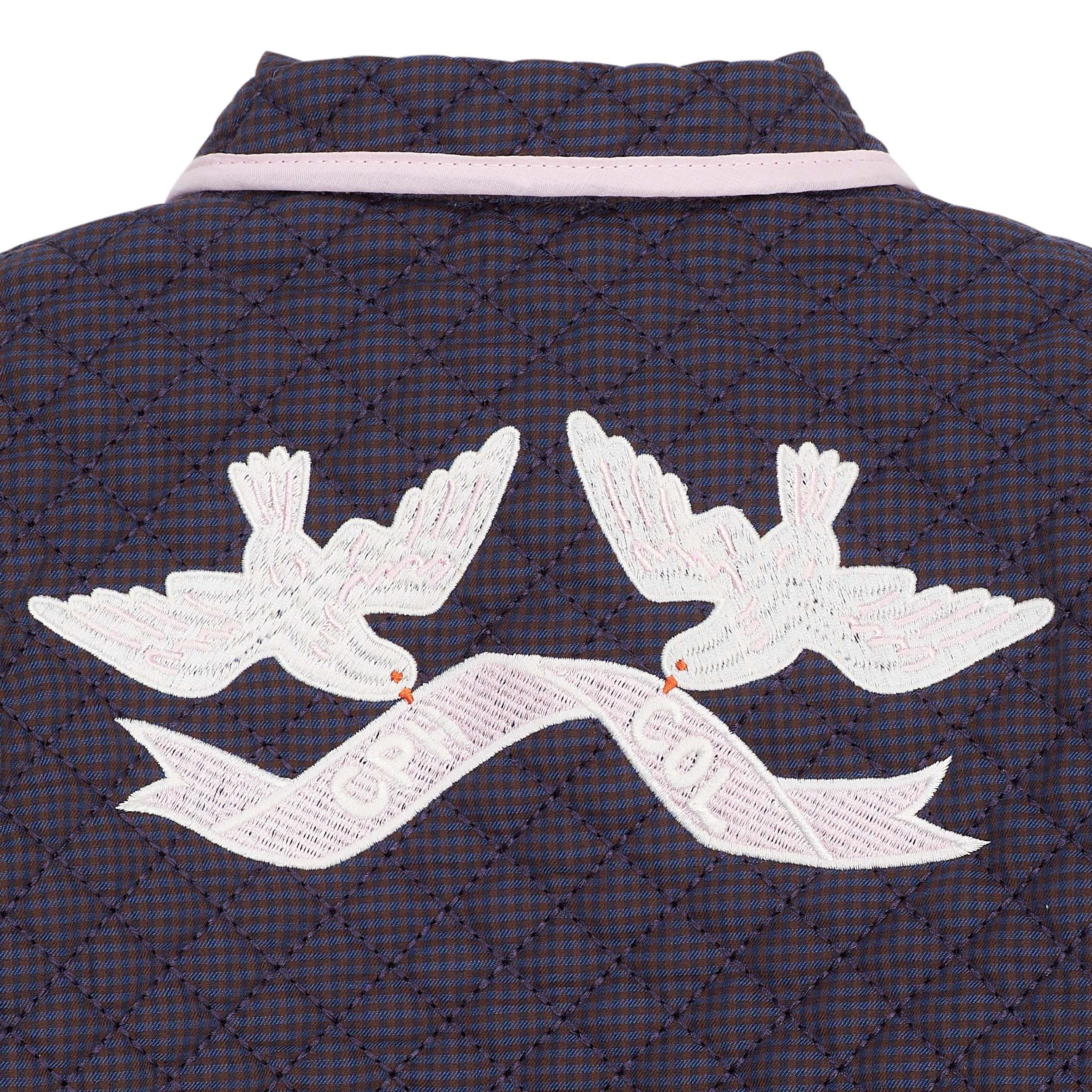 CHECKERED QUILTED JACKET W. EMB.