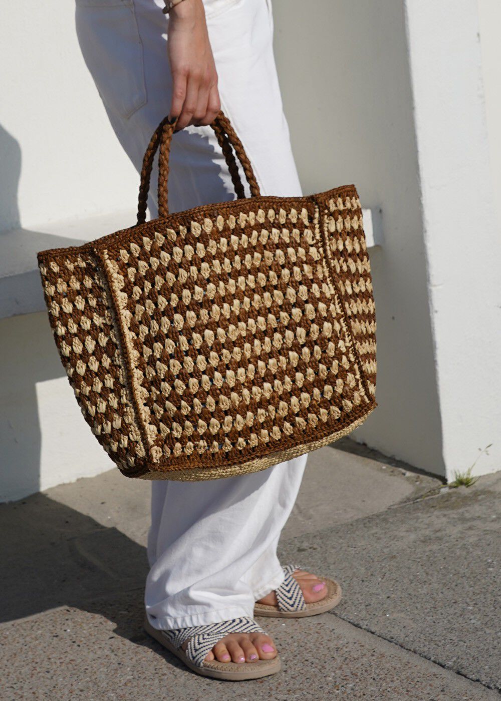 FARELLA - CROCHET RAFFIA HANDBAG
