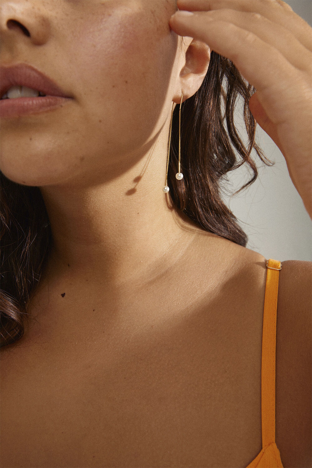 EUONIA pearl chain-earrings gold-plated