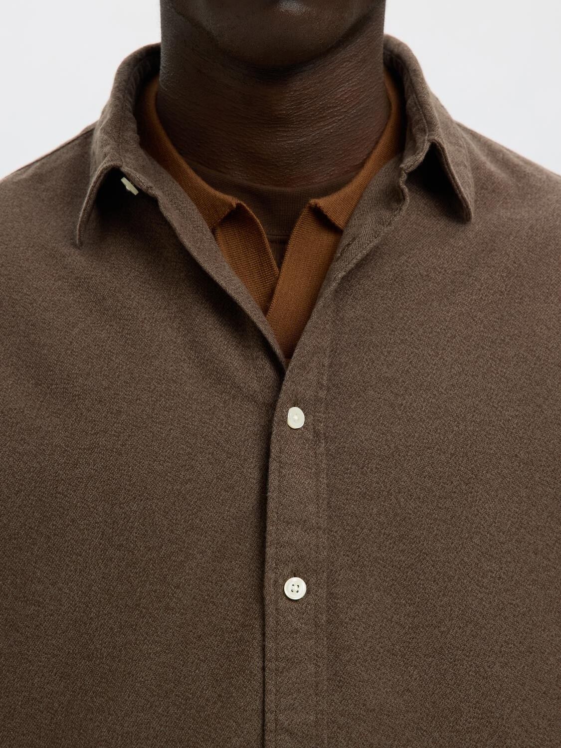 Slhregnoah Brushed Twist Shirt Ls Noos