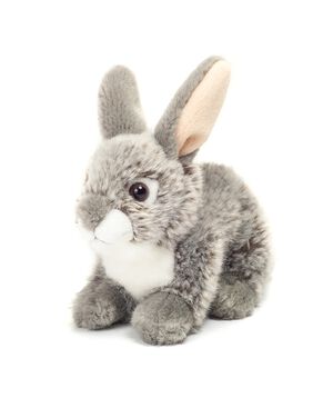 Teddy Hermann - Siddende kanin gr&aring; 18 cm