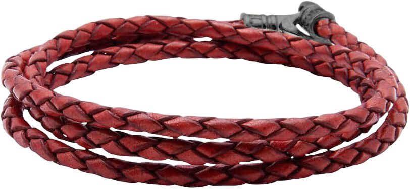 Men's Red Wrap Around Leather Bracelet