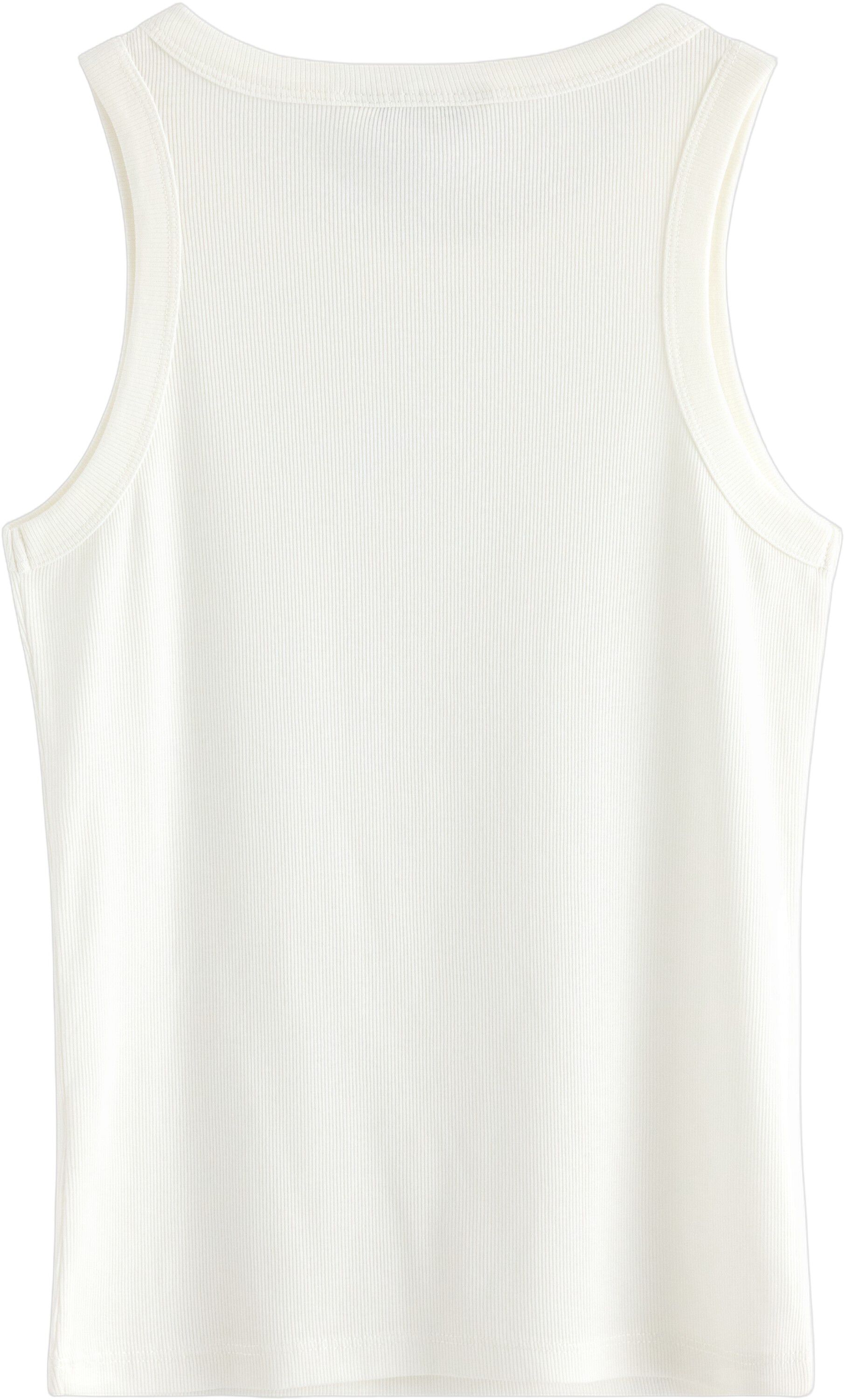 Ribbet tanktop i bl&oslash;d og elastisk b