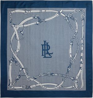 Striped Belting-Print Silk Square Scarf