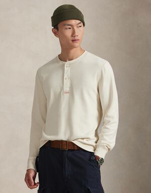 Cotton Moleskin Henley Shirt