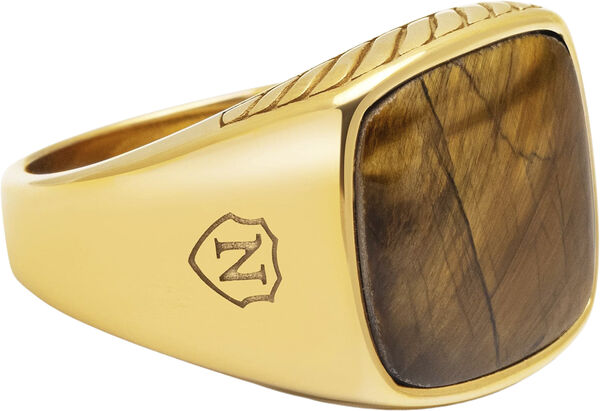 Gentlemen's Gold Signet Ring with Green Agate