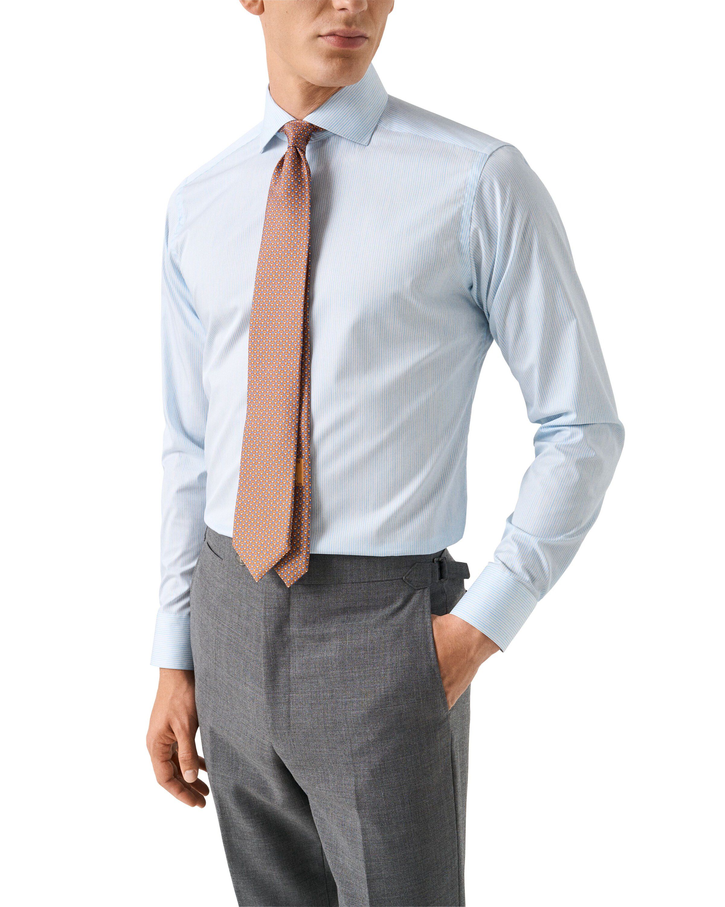 Contemporary Fit Striped Melange Twill Shirt