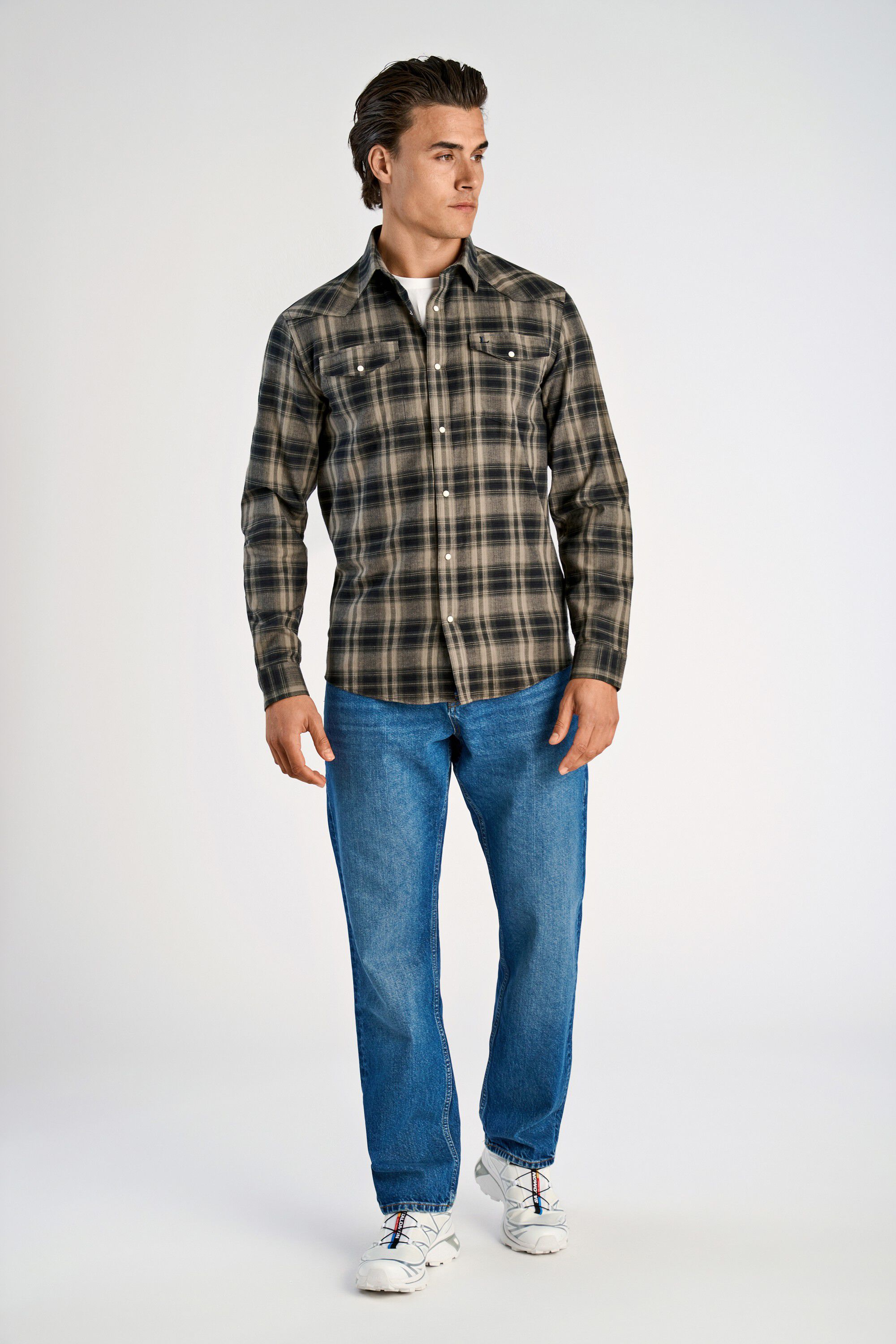 Herringbone checked shirt L/S