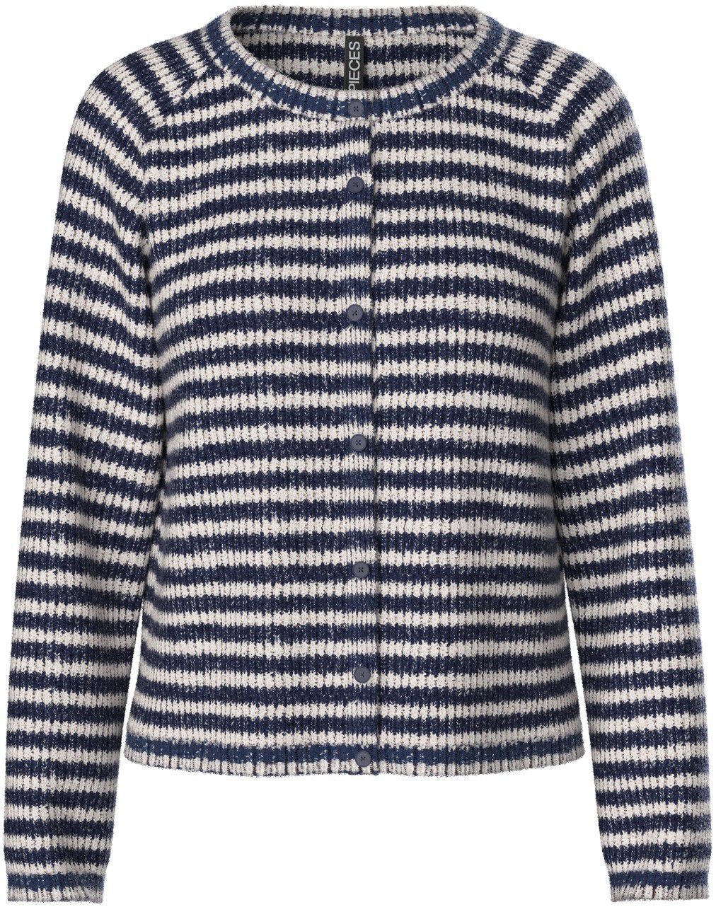 PCMALOU LS O-NECK STRIPE CARDIGAN P