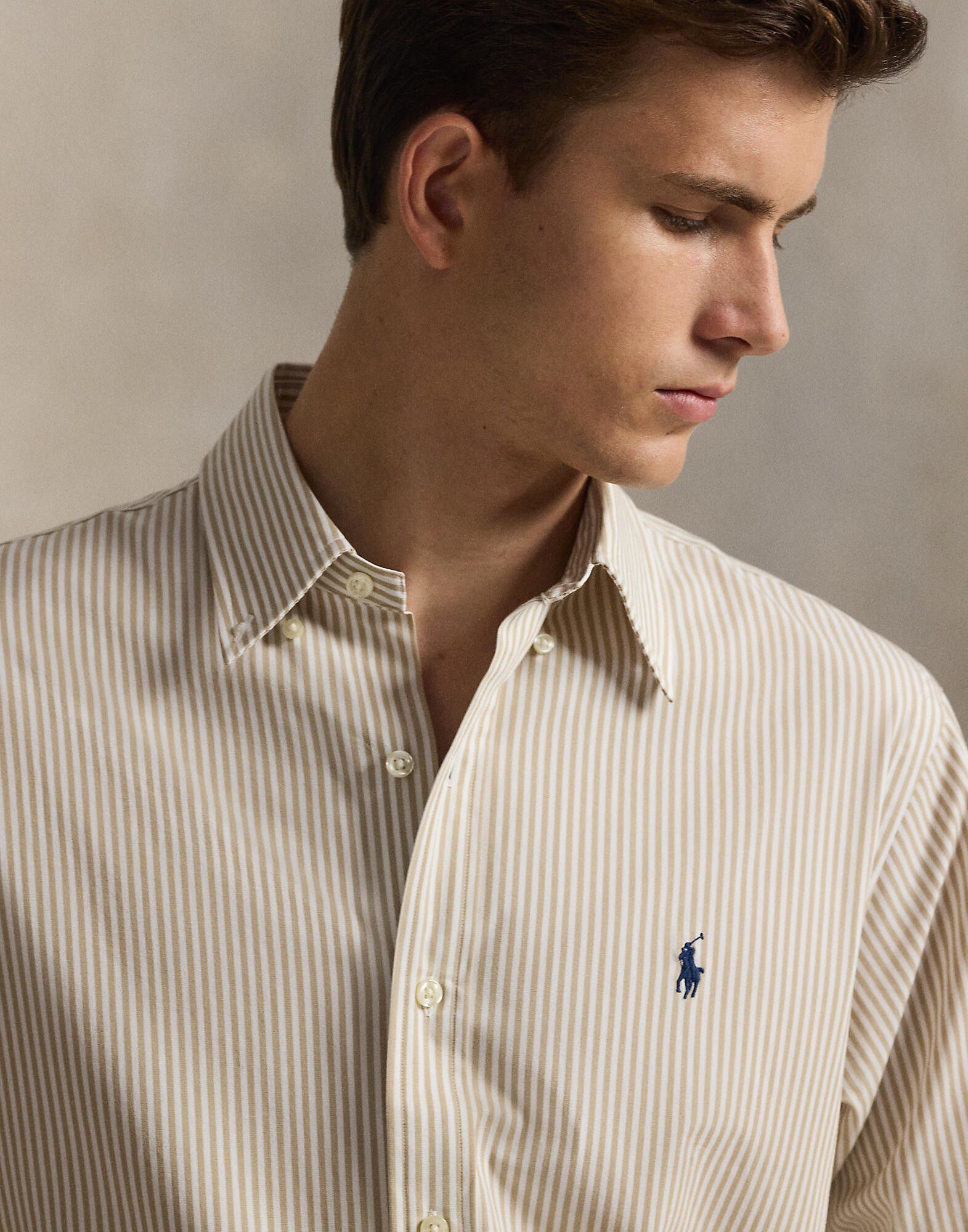 Custom Fit Striped Stretch Poplin Shirt