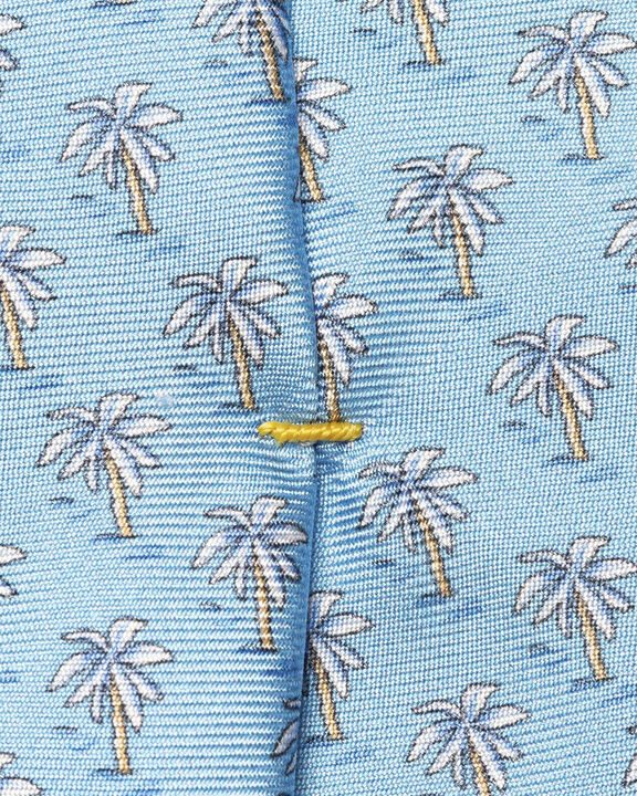 Mid blue Motif Print Silk Tie