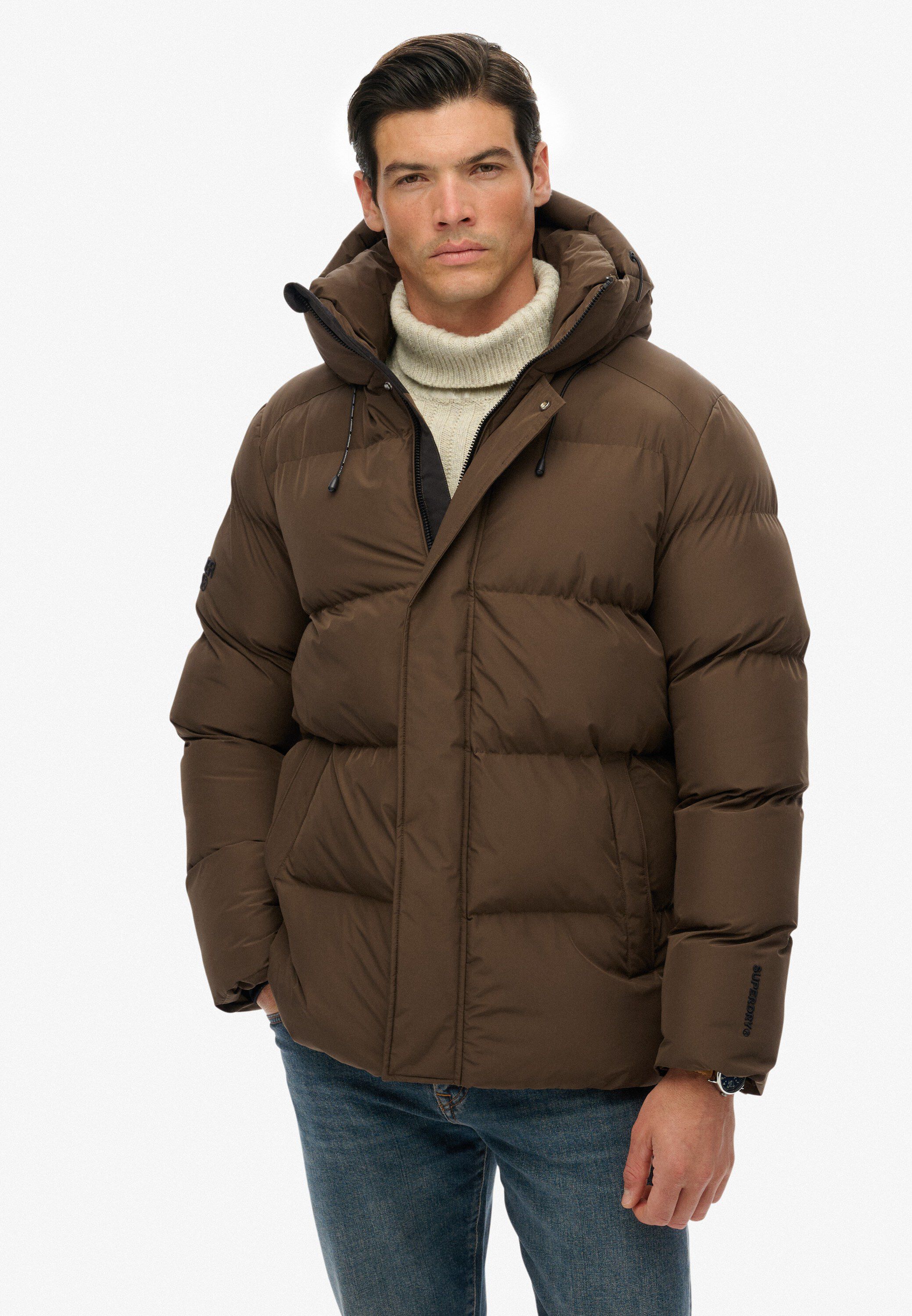 HOODED 5 BAFFLE SPORTS PUFFER