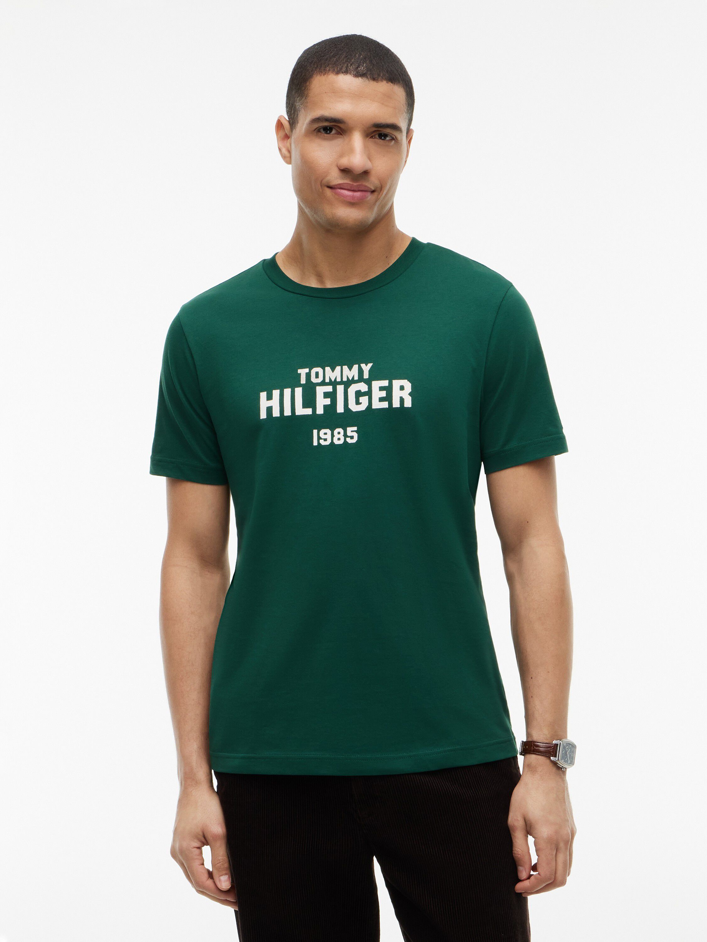 Contrast Logo Crew Neck Jersey T-Shirt