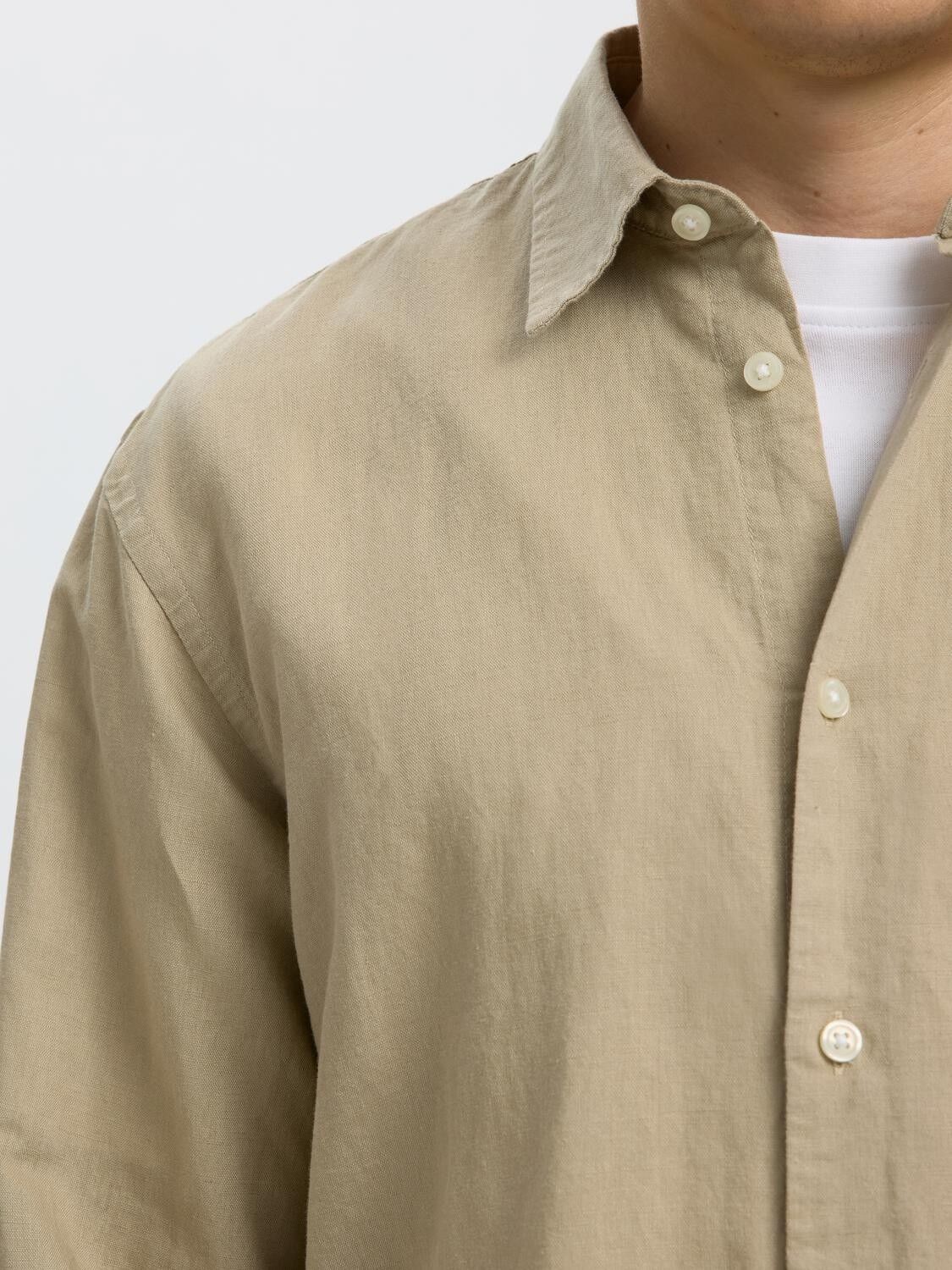 Slhregclay Linenblend Ls Shirt Cla Noos