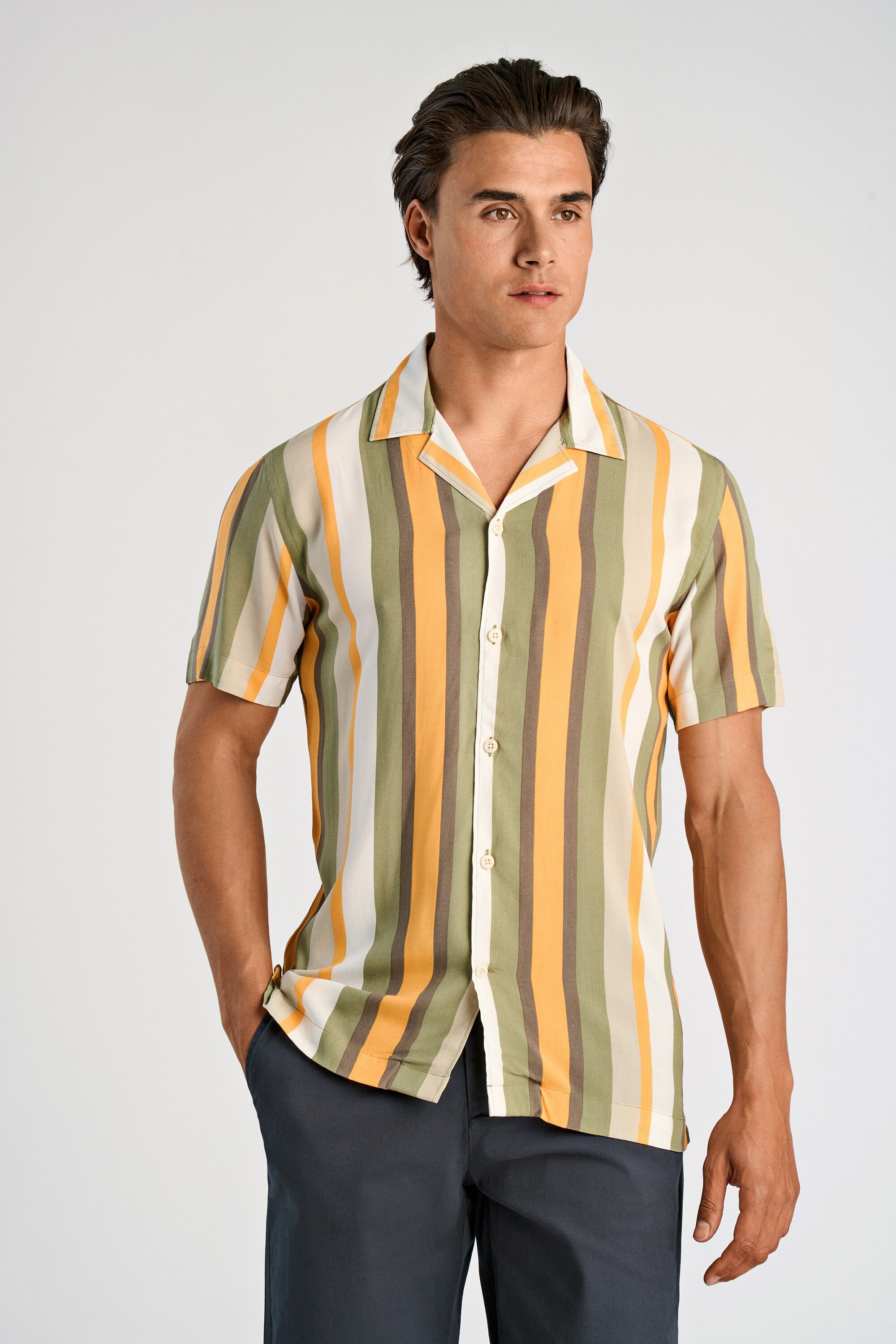 Bold stripe viscose shirt S/S