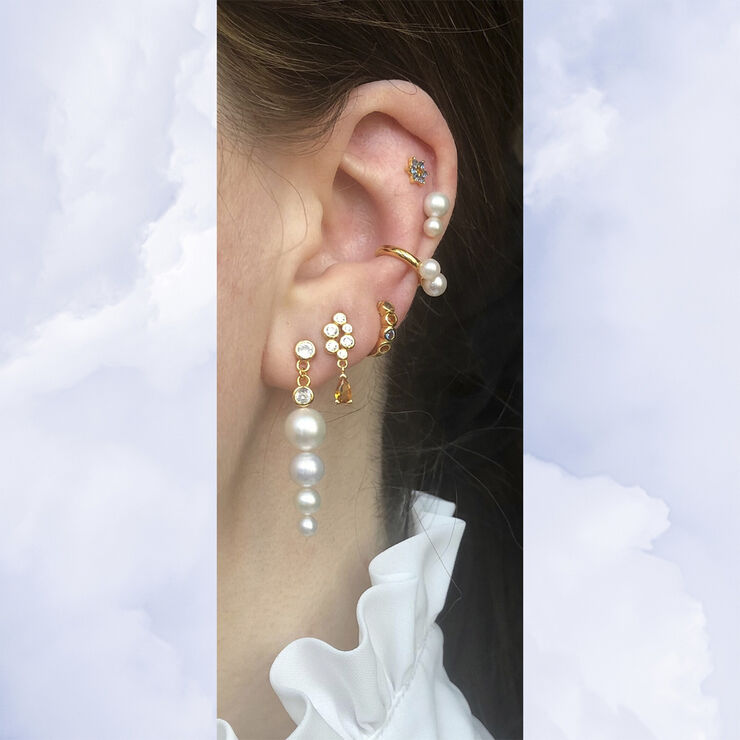 Flora Stud Light Blue/Orange