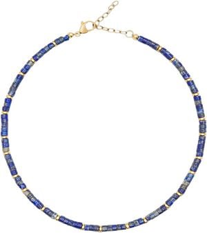 Women's Heishi Blue Lapis Choker with Gold